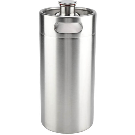 4L Mini Stainless Steel Beer Barrel with Spiral Cover Lid Practical Home Hotel Supplies (1/5)