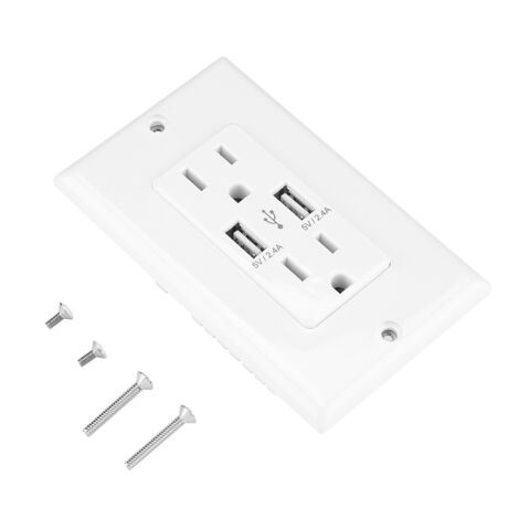 USB Wall Charger Surge Protector Outlet Adapter Dual USB Ports Charger Panel Station (1/5)