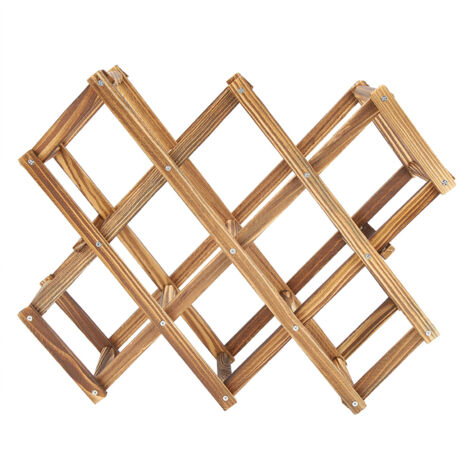 Foldable Wooden Wine Rack Organizer Display Shelf 10 Bottles Capacity (1/5)