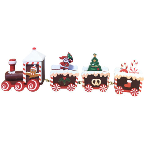 Christmas Train Toy Reddish Brown Safe Odorless Smoother Decorative Christmas Train Ornament for Home Table Cookie Man (1/5)