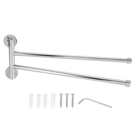 Bathroom Wall Mounted Towel Rack Swing Out Rotating Towel Hanger Shelf (2 Arms) (1/5)