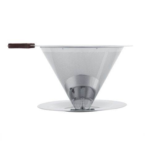 Stainless Steel Coffee Filter Reusable Double Layer Brew Dripper with Cup Stand (1/5)