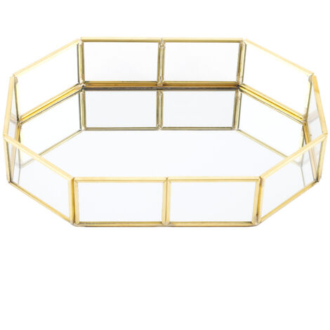 Vintage Makeup Jewelry Organizer Mirrored Glass Tray Home Decorative (Small Size) (1/5)