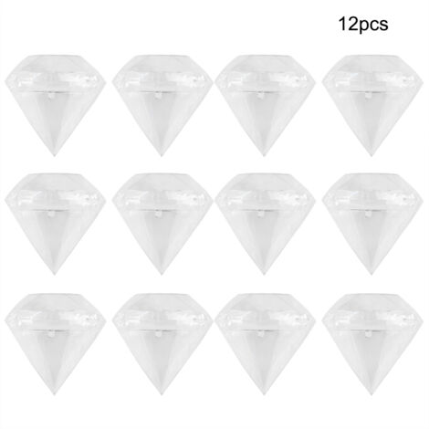 12 pcs Wedding Party Home Diamond Shape Transparent Plastic Happiness Candy Box Case (1/5)