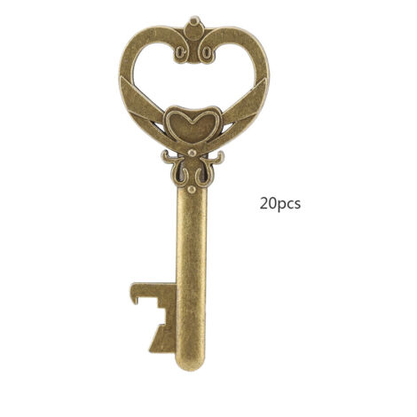 Key-shaped Bottle Opener with Tag Card Twine for Wedding Guests Gift Party (20pcs Opner Only) (1/5)