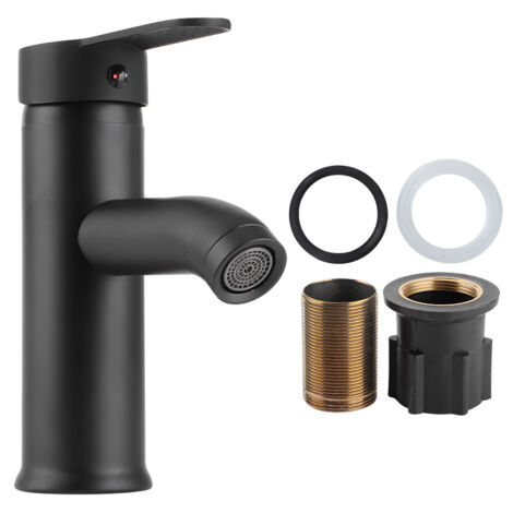 Stainless Steel Bathroom Basin Faucet Sink Washbasin Hot Cold Water Mixer Tap BlackLow Type (1/5)