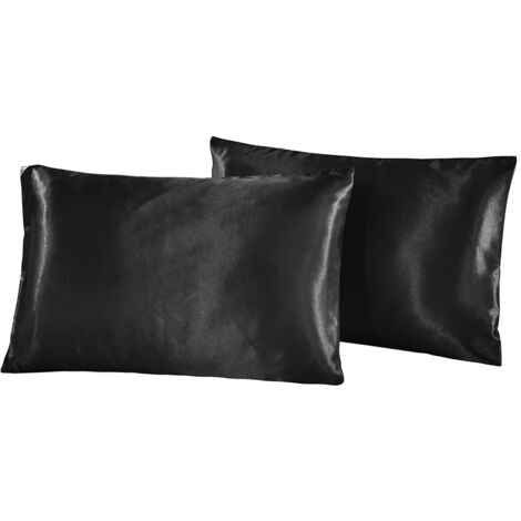 Bedding Luxury Soft Silky Satin Pillowcase Black With Zipper UK-US Queen 51762 cm (1/5)