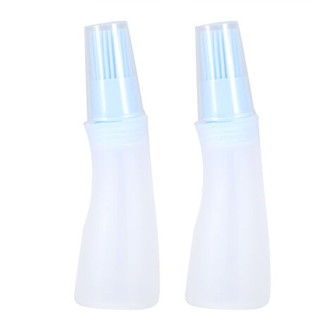 2Pcs Household Barbecue Silicone Oil Bottle with Brush Kitchen Baking Barbecue ToolBlue