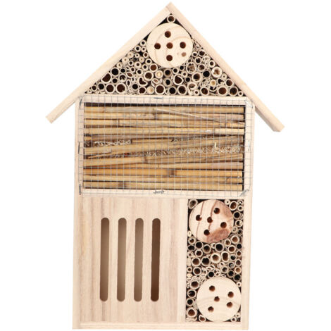 Garden Outdoor Wooden Insect Bee House Wood Bug Room Shelter Nesting Box Decoration(A Type )