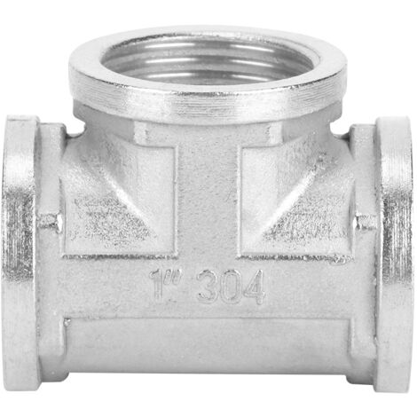 304 Stainless Steel Tee Threaded Pipe Connector for Industrial Pipe Shelf Household Tool1in x 1in x 1in Female Thread (1/5)