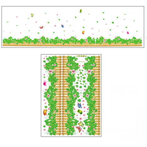Green Leaves Flowers Pattern Sticker Living Room Bedroom Backdrop Wall Decorative Decal(AY7056) (1/4)