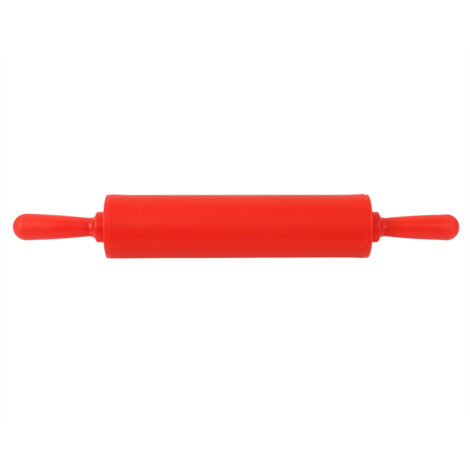 Colorful Silicone Rolling Pin Restaurant Homemade Bread Cookie Dough Rolling Tool (Red) (1/5)