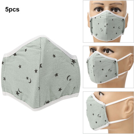 5pcs Children Anti-fog Mouth Muffle Dust Proof Washable Breathable Mouth CoverGreen