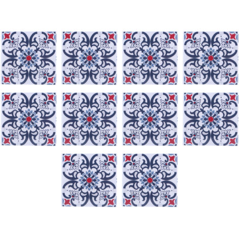 10Pcs Household Waterproof Kitchen Bathroom Decorative Ceramic Tile Stickers Decoration 10x10cm (1/5)