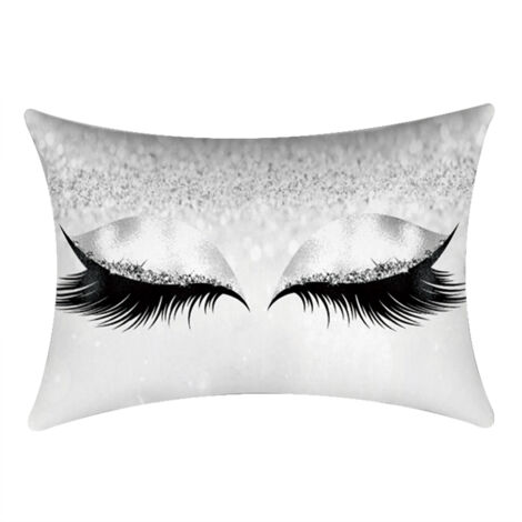 3050cm Shinning Eyelashes Pillow Case for Home Sofa Bed Car Waist Cushion (O) (1/5)