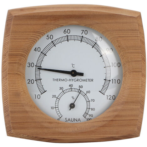 2‑In‑1 Indoor Wood Thermo‑Hygrometer Thermometer Hygrometer Steam Room Sauna Room Accessories (1/5)