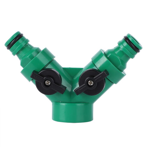 Two Way Pipe Divider Hose Splitter Garden Water Tap Adapter With Valve (1/5)