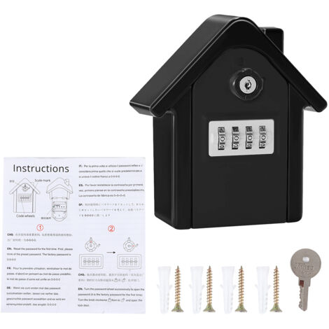 WallHanging Zinc Alloy AntiThief 4Digit Password Key Storage Box Kit for Home Factory Office(Black ) (1/5)