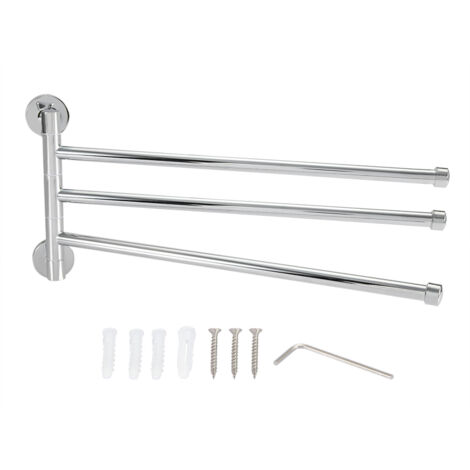 Bathroom Wall Mounted Towel Rack Swing Out Rotating Towel Hanger Shelf (3 Arms) (1/5)