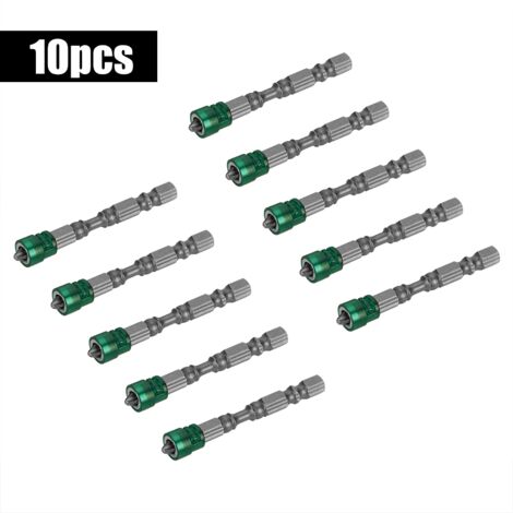 10pcs 1/4inch Hex Shank PH2 Magnetic Screwdriver Bits Electric Screw Driver Bit (Green Magnet)