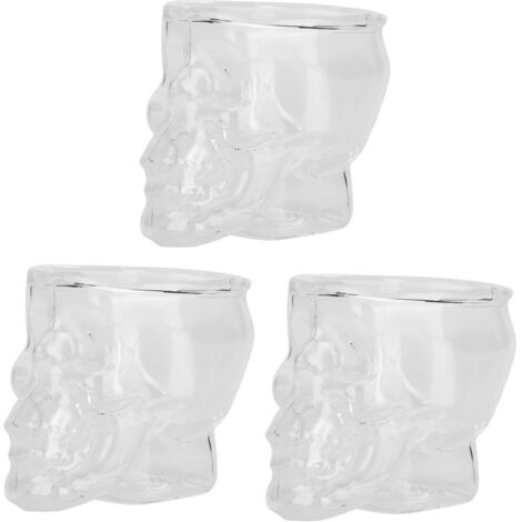 3PCS 75ML Skull Head Shaped Glass Cup Wine Mug Beer Beverage Drink Container Halloween Party Decor (1/5)
