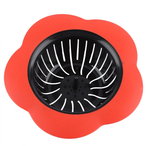 Flower Shaped Plastic Basin Sink Strainer Drain Stopper Kitchen Bathroom Accessories (Red) (1/5)