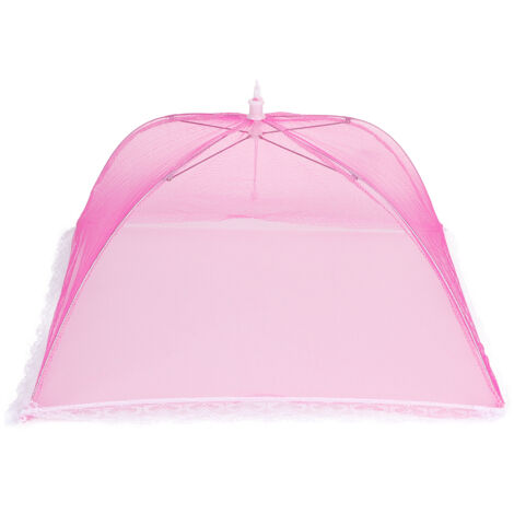 2Pcs Household Food Umbrella Foldable Food Meal Preservation Mesh Cover Tent Kitchen AccessoryLace Edge Rose Red 43x43cm (1/5)