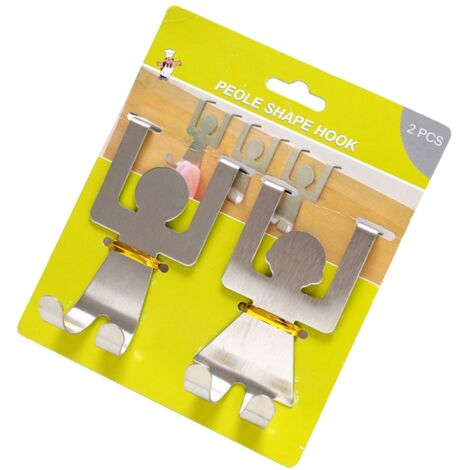 2pcs Cartoon Man shaped Metal Steel Steel Over Cabinet Door Hook Kitchen Towel Hanger Organizer (1/5)