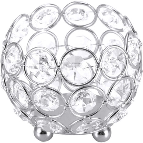 Crystal Tea Light Candle Holders Wedding Decor Table Centerpieces (Silver Diameter 8cm) (1/5)