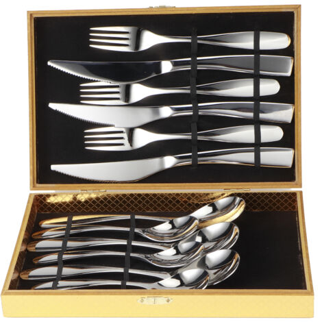 304 Stainless Steel Knives Forks Spoons Kit Cutlery Set for Home Kitchen Hotel Restaurant12Pcs/Set for 3 Person