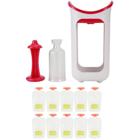 Squeeze Station Press Store System Portable Children Fruit Puree Squeezer Food Pouches for Home Kitchen(Rosy Red ) (1/5)