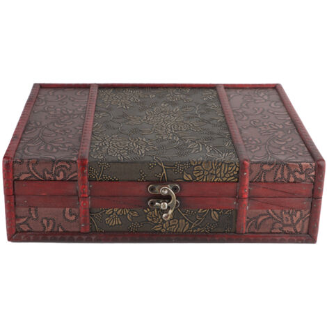 Handcrafted Desktop Wooden Vintage Jewelry Holder Storage Box Prop Decoration with Alloy Buckle (1/5)