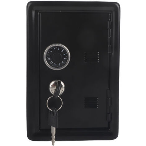 Kids Learning Toy Money Box Password Cash Coins Saving Safe Box Style Gift with 2 Keys (Black) (1/5)