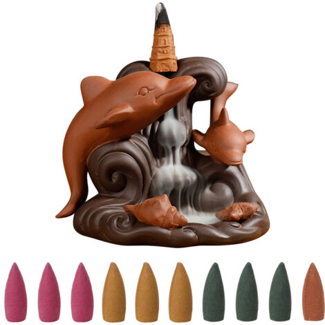 Ornamental Backflow Incense Burner Incense Holder Home Ornament with Dolphin Decor (1/5)