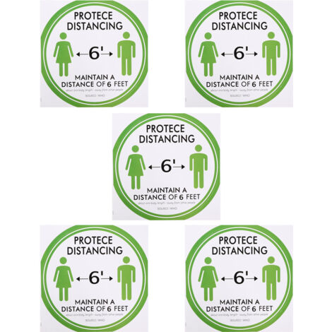 5PCS Social Distancing Ground Sticker Distance Marker Floor Signs Decal for School Market Public AreaGreen (1/5)