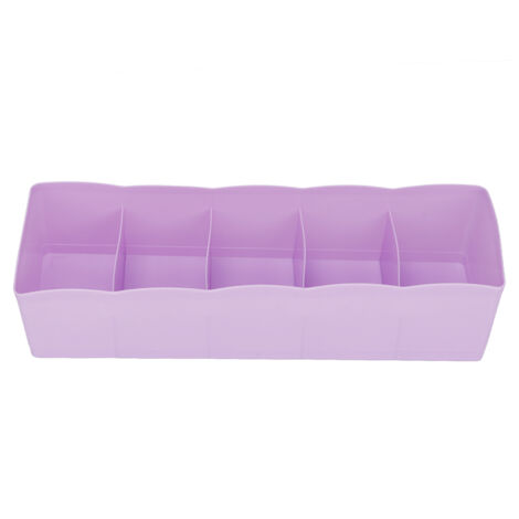 Plastic Drawer Organizer Bra Underwear Socks Cube Basket With 5 Grids (Purple) (1/5)