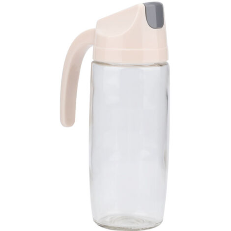 Glass Oil Dispenser Bottle Leakproof Dust Proof Automatic Open/Close Oil Pot Apricot (600ml) (1/5)