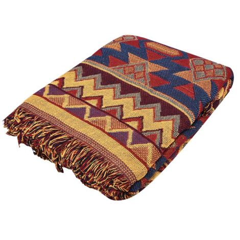Double Sided Cotton Woven Couch Throw Blanket Carpet with Decorative Tassels for Bed Sofa (1) (1/5)