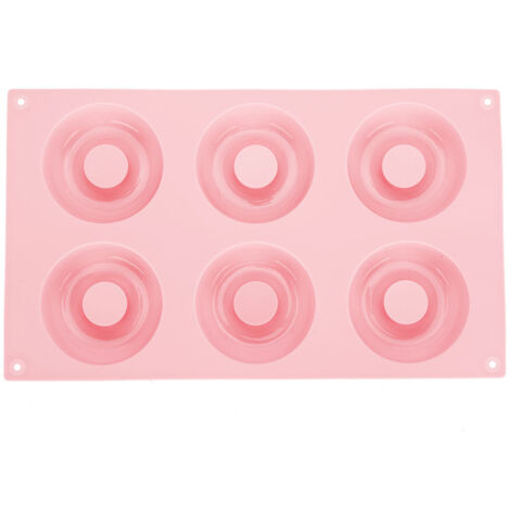 6 Cavity Silicone Donut Baking Pan Tray Nonstick Cake Biscuits Mold Making Tool Kitchen Accessories(Pink ) (1/5)