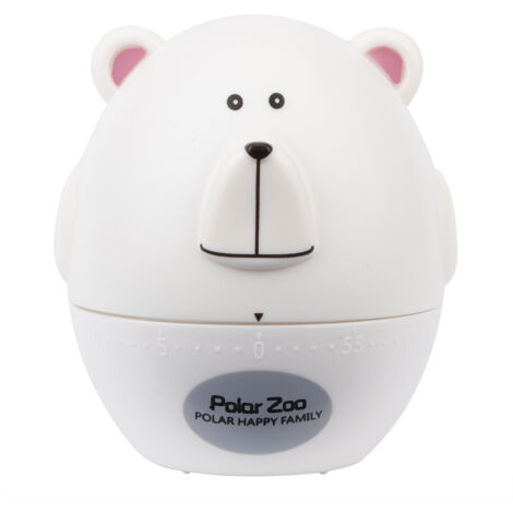 Portable Cute Cartoon Animal Bear Shape Kitchen Cooking Mechanical Timer AlarmWhite (1/5)