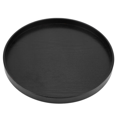 Round Natural Wood Serving Tray Wooden Plate Tea Food Server Dishes Water Drink Platter 33cm (1/5)