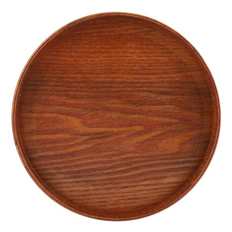 Round Natural Wood Serving Tray Wooden Plate Tea Food Server Dishes Water Drink Platter 21cm (1/5)