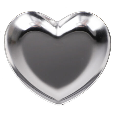 Stainless Steel Heart Shaped Plate Tea Tray Fruit Tray Cosmetics Jewelry Organizer(Silver) (1/5)