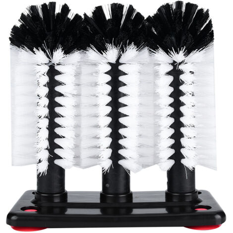 3 Brushes Bar Glass Cups Washer for Sink with Suction Cup Base (1/5)