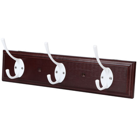 Solid Wall Mount Hat Rack 3 Hook Rail Coat Storage Hanger Towel Clothes Rack Organizer for Home EntrywayRetro Color (1/5)