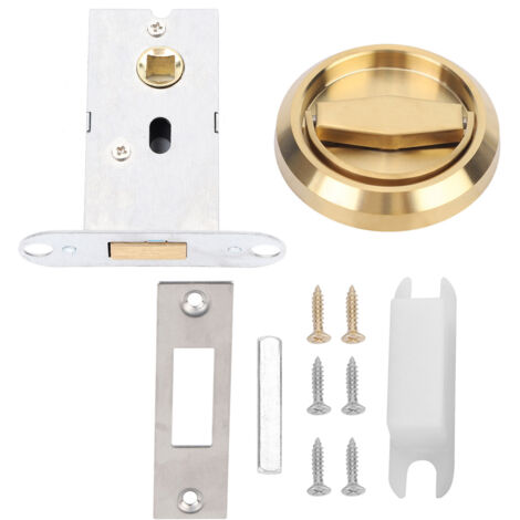 Stainless Steel Door Lock with Handle Pull Ring for Cabinet Drawer Closet DoorGold