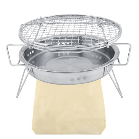 Stainless Steel Mini BBQ Grill Folding Portable Round Barbecue Stove for Outdoor Camping Patio
