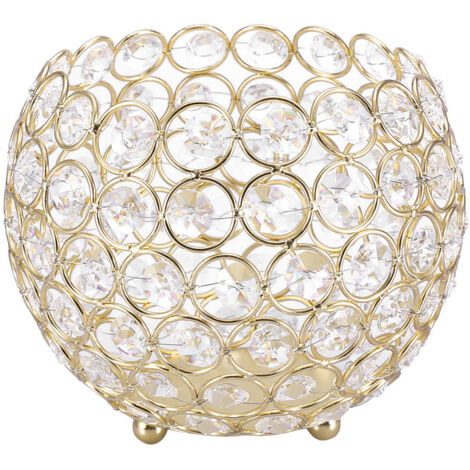 Crystal Tea Light Candle Holders Wedding Decor Table Centerpieces (Gold Diameter 15cm) (1/5)