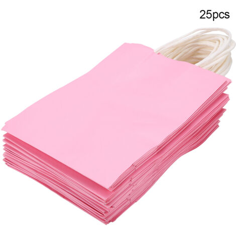 25 PCS Gift Bag Kraft Paper for Wedding Candy Favor Bag With Handle Pink