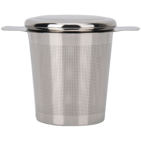 Tea Leaf/Coffee Filter, Stainless Steel Tea Residual Strainer Filter Mesh with Cover and Handle (1/5)